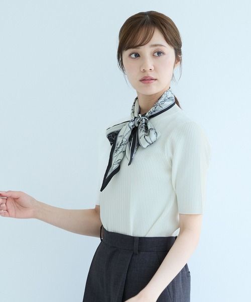 Andemiu（アンデミュウ）の「スカーフツキニット494364（ニット/セーター・レディース・オフホワイト/グリーン/ネイビー・FREE）」の19枚目の写真