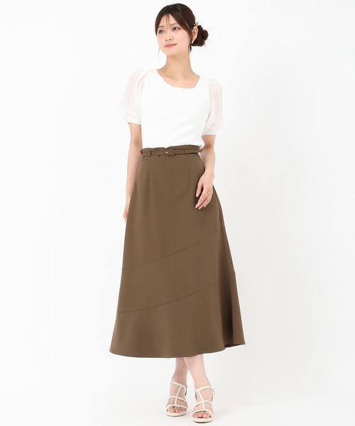 MISCH MASCH(ミッシュマッシュ)の「アシンメトリー切替Aラインスカート(スカート・レディース・アイボリー/ネイビー/ブラウン/ピンク・S/M)」の9枚目の写真