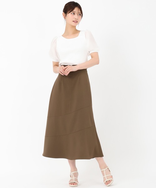 MISCH MASCH(ミッシュマッシュ)の「アシンメトリー切替Aラインスカート(スカート・レディース・アイボリー/ネイビー/ブラウン/ピンク・S/M)」の8枚目の写真