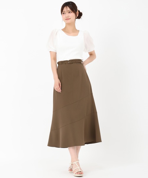 MISCH MASCH(ミッシュマッシュ)の「アシンメトリー切替Aラインスカート(スカート・レディース・アイボリー/ネイビー/ブラウン/ピンク・S/M)」の7枚目の写真
