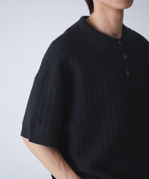 セール】Jacquard Knit Cropped Polo Shirt / ジャガード