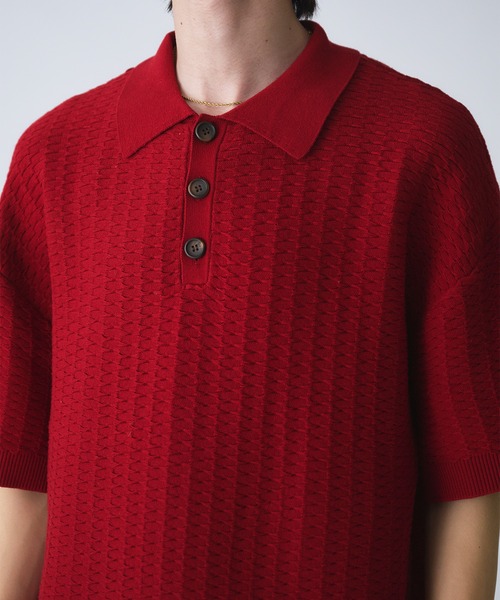 完成品 セール】Jacquard Knit Cropped Polo Shirt / ジャガード トップス
