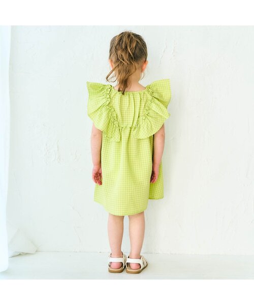 apres les cours（アプレレクール）の「【ジュニア対応】水陸両用カラーギンガムワンピース（ワンピース・キッズ・ライム/レッド・80/90/100/110/120/130/140）」の15枚目の写真