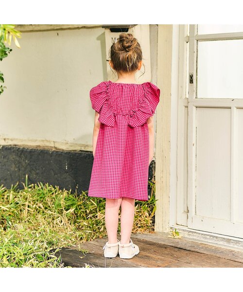 apres les cours（アプレレクール）の「【ジュニア対応】水陸両用カラーギンガムワンピース（ワンピース・キッズ・ライム/レッド・80/90/100/110/120/130/140）」の19枚目の写真