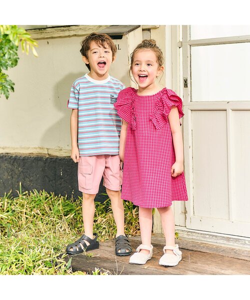 apres les cours（アプレレクール）の「【ジュニア対応】水陸両用カラーギンガムワンピース（ワンピース・キッズ・ライム/レッド・80/90/100/110/120/130/140）」の20枚目の写真