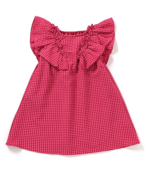 apres les cours（アプレレクール）の「【ジュニア対応】水陸両用カラーギンガムワンピース（ワンピース・キッズ・ライム/レッド・80/90/100/110/120/130/140）」の6枚目の写真