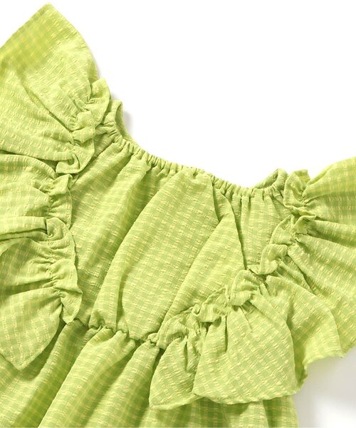 apres les cours（アプレレクール）の「【ジュニア対応】水陸両用カラーギンガムワンピース（ワンピース・キッズ・ライム/レッド・80/90/100/110/120/130/140）」の10枚目の写真