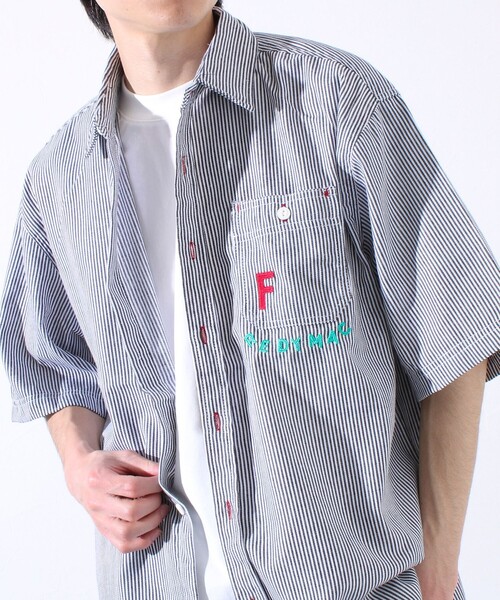 FREDY MAC(フレディーマック)の「【FREDYMAC/フレディマック】ヒッコリーシャツ ショートスリーブ ストライプシャツ(シャツ/ブラウス・メンズ・ホワイト系その他4/ブルー系その他7・M/L)」の2枚目の写真