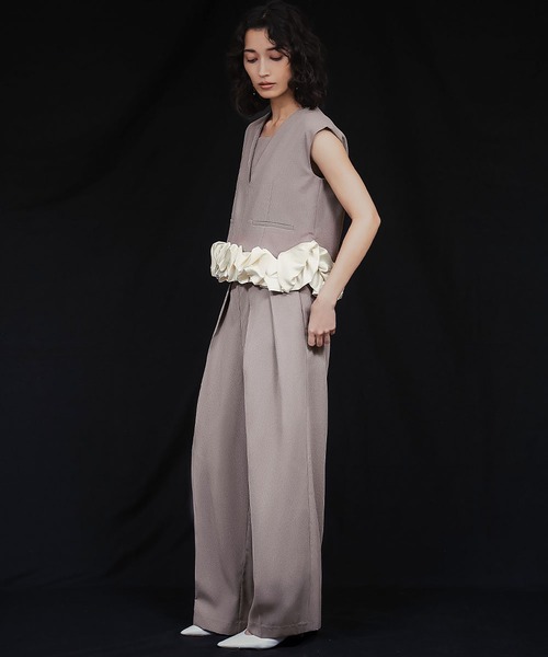 girl(ガール)の「ホイップヘム セットアップ パンツドレス セパレート 2点セット 結婚式 パーティードレス オケージョンドレス お呼ばれ 二次会 成人式 同窓会 謝恩会(パンツドレス・レディース・モカ/ブルーグレー/ミント/ブラック・L/M/S)」の8枚目の写真
