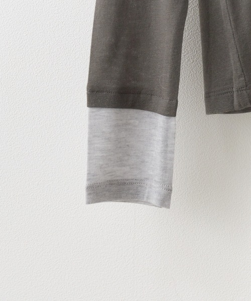 ADAWAS(アダワズ)の「ADAWAS/アダワス ULTRA SOFT GAUZE CREW-NECK 長袖Tシャツ フェイクレイヤード(Tシャツ/カットソー・レディース・チャコール/ナチュラル/ブルー・FREE)」の5枚目の写真