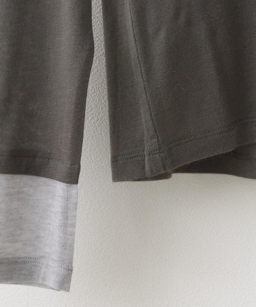 ADAWAS(アダワズ)の「ADAWAS/アダワス ULTRA SOFT GAUZE CREW-NECK 長袖Tシャツ フェイクレイヤード(Tシャツ/カットソー・レディース・チャコール/ナチュラル/ブルー・FREE)」の7枚目の写真