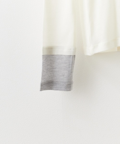 ADAWAS(アダワズ)の「ADAWAS/アダワス ULTRA SOFT GAUZE CREW-NECK 長袖Tシャツ フェイクレイヤード(Tシャツ/カットソー・レディース・チャコール/ナチュラル/ブルー・FREE)」の6枚目の写真