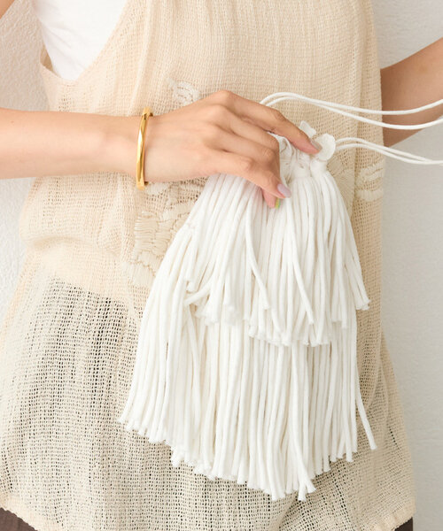 RIVE DROITE（リヴドロワ）の「【à Nice （ア ・ニース）】フリンジポシェット（ハンドバッグ・レディース・オフホワイト/ブラック・FREE）」の7枚目の写真