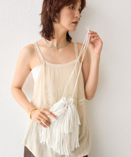 RIVE DROITE（リヴドロワ）の「【à Nice （ア ・ニース）】フリンジポシェット（ハンドバッグ・レディース・オフホワイト/ブラック・FREE）」の8枚目の写真