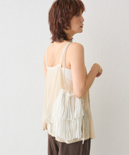 RIVE DROITE（リヴドロワ）の「【à Nice （ア ・ニース）】フリンジポシェット（ハンドバッグ・レディース・オフホワイト/ブラック・FREE）」の9枚目の写真