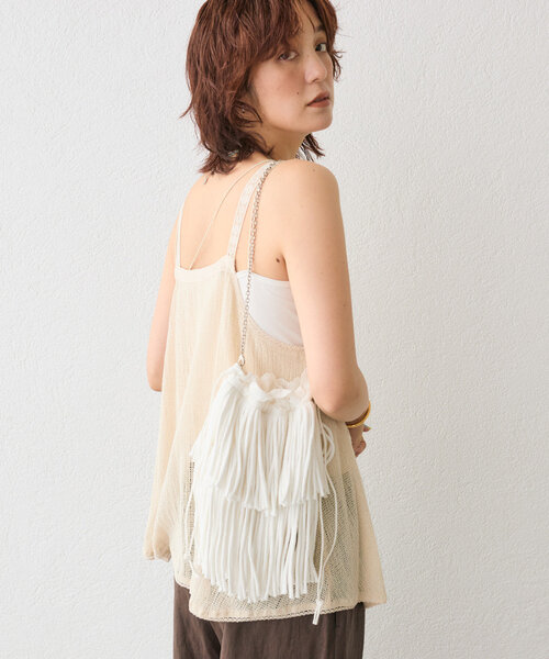 RIVE DROITE（リヴドロワ）の「【à Nice （ア ・ニース）】フリンジポシェット（ハンドバッグ・レディース・オフホワイト/ブラック・FREE）」の10枚目の写真