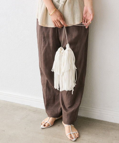 RIVE DROITE（リヴドロワ）の「【à Nice （ア ・ニース）】フリンジポシェット（ハンドバッグ・レディース・オフホワイト/ブラック・FREE）」の12枚目の写真