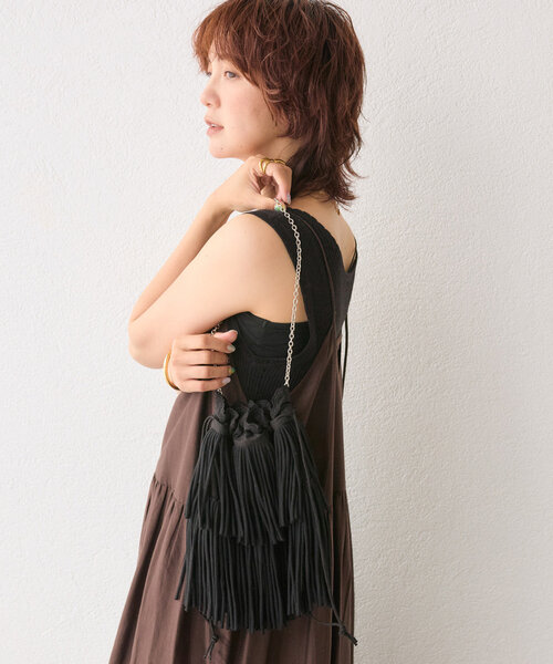 RIVE DROITE（リヴドロワ）の「【à Nice （ア ・ニース）】フリンジポシェット（ハンドバッグ・レディース・オフホワイト/ブラック・FREE）」の16枚目の写真