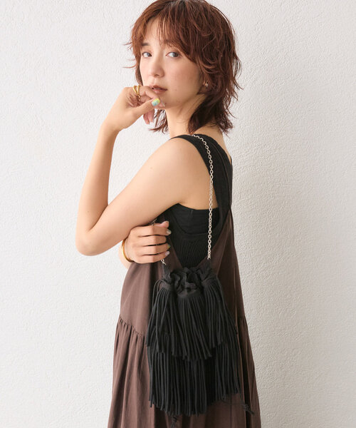 RIVE DROITE（リヴドロワ）の「【à Nice （ア ・ニース）】フリンジポシェット（ハンドバッグ・レディース・オフホワイト/ブラック・FREE）」の17枚目の写真