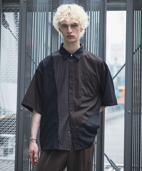 HARE(ハレ)の「【一部カラーSET UP対応】サイコウチクストライプシャツ(HARE)(シャツ/ブラウス・メンズ・ブラック系その他/ネイビー系/ホワイト系その他・FREE)」の12枚目の写真