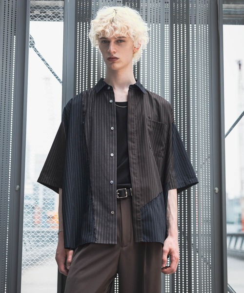 HARE(ハレ)の「【一部カラーSET UP対応】サイコウチクストライプシャツ(HARE)(シャツ/ブラウス・メンズ・ブラック系その他/ネイビー系/ホワイト系その他・FREE)」の14枚目の写真