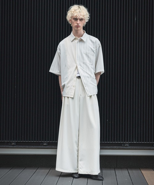 HARE(ハレ)の「【一部カラーSET UP対応】サイコウチクストライプシャツ(HARE)(シャツ/ブラウス・メンズ・ブラック系その他/ネイビー系/ホワイト系その他・FREE)」の9枚目の写真