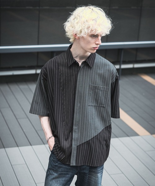 HARE(ハレ)の「【一部カラーSET UP対応】サイコウチクストライプシャツ(HARE)(シャツ/ブラウス・メンズ・ブラック系その他/ネイビー系/ホワイト系その他・FREE)」の19枚目の写真