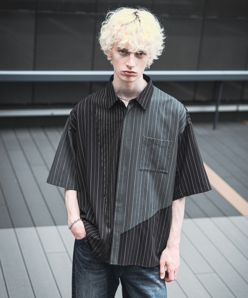 HARE(ハレ)の「【一部カラーSET UP対応】サイコウチクストライプシャツ(HARE)(シャツ/ブラウス・メンズ・ブラック系その他/ネイビー系/ホワイト系その他・FREE)」の20枚目の写真