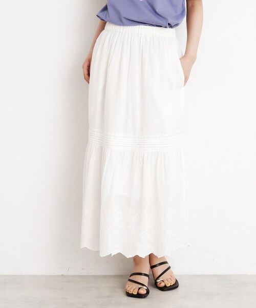 THE SHOP TK （ザ ショップ ティーケー ）の「スカラップ刺繍スカート【洗濯機OK】（スカート・レディース・オフホワイト/ブラック・99）」の3枚目の写真