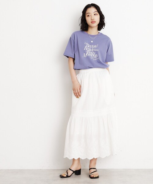 THE SHOP TK （ザ ショップ ティーケー ）の「スカラップ刺繍スカート【洗濯機OK】（スカート・レディース・オフホワイト/ブラック・99）」の5枚目の写真