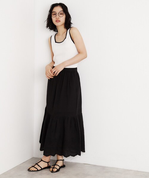 THE SHOP TK （ザ ショップ ティーケー ）の「スカラップ刺繍スカート【洗濯機OK】（スカート・レディース・オフホワイト/ブラック・99）」の8枚目の写真