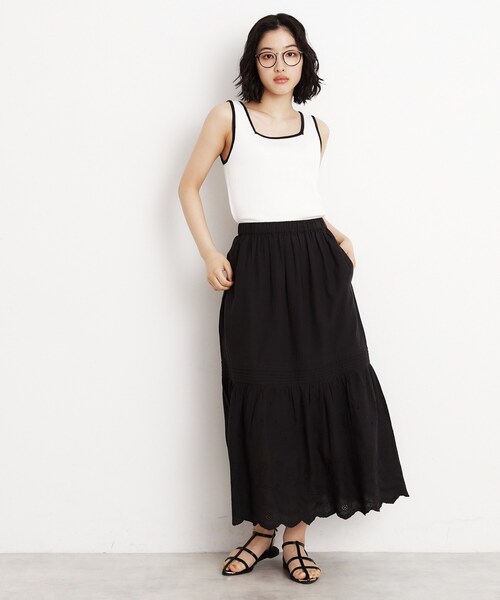 THE SHOP TK （ザ ショップ ティーケー ）の「スカラップ刺繍スカート【洗濯機OK】（スカート・レディース・オフホワイト/ブラック・99）」の9枚目の写真