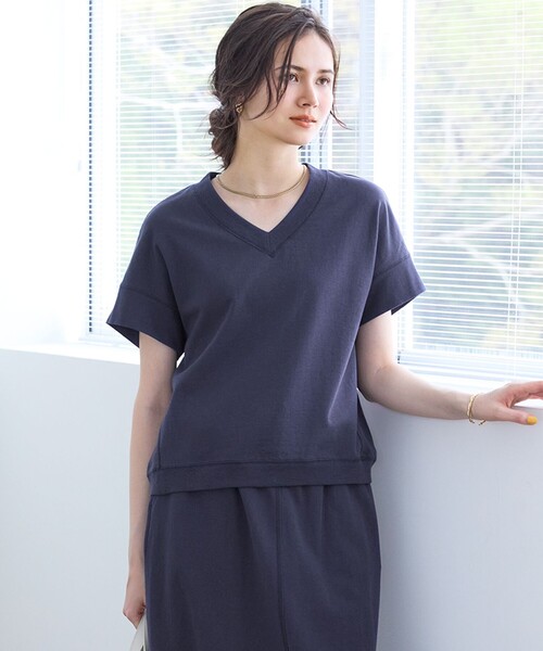 23区（ニジュウサンク）の「【SLOW/WEB限定】ラスティックテリー Vネック カットソー（Tシャツ/カットソー・レディース・ライトグレー系/ダルブルー系/ベージュ系・38）」の3枚目の写真