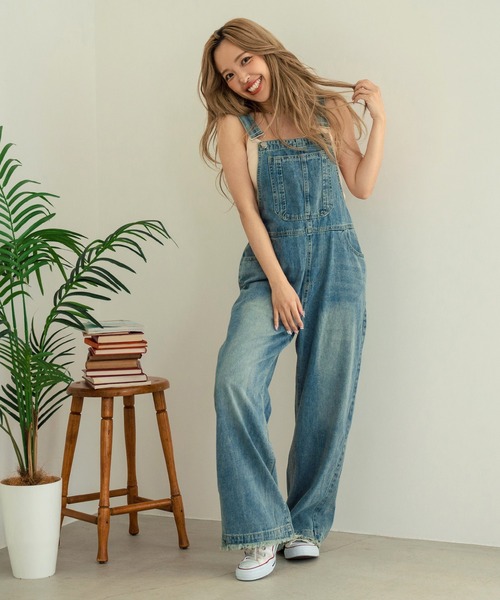 ANAP デニムサロペット カットオフ デニム サロペット（サロペット/オーバーオール
