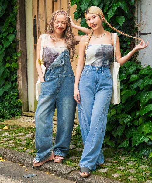 ANAP ライトブルー デニムサロペット セール】カットオフ デニム サロペット（サロペット
