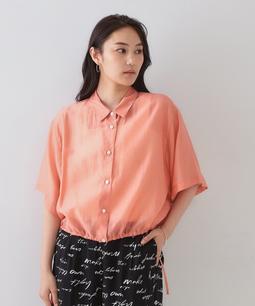 OPAQUE.CLIP（オペークドットクリップ）の「裾ドロストシアーショートシャツ【洗濯機洗い可】（シャツ/ブラウス・レディース・オレンジ/ダークブラウン/チャコールグレー・42/38/40）」の12枚目の写真