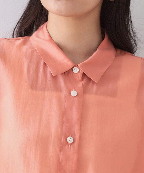 OPAQUE.CLIP（オペークドットクリップ）の「裾ドロストシアーショートシャツ【洗濯機洗い可】（シャツ/ブラウス・レディース・オレンジ/ダークブラウン/チャコールグレー・42/38/40）」の19枚目の写真
