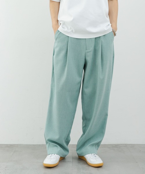 SENSE OF PLACE by URBAN RESEARCH(センスオブプレイスバイアーバンリサーチ)の「メランジタックワイドパンツ(その他パンツ・メンズ・ライトベージュ/チャコールグレー/ミント・MEDIUM/LARGE)」の1枚目の写真