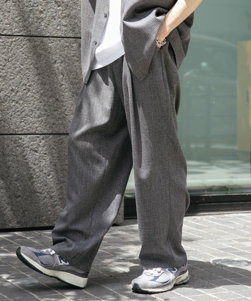 SENSE OF PLACE by URBAN RESEARCH(センスオブプレイスバイアーバンリサーチ)の「メランジタックワイドパンツ(その他パンツ・メンズ・ライトベージュ/チャコールグレー/ミント・MEDIUM/LARGE)」の5枚目の写真