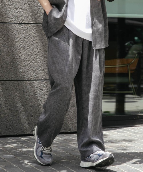 SENSE OF PLACE by URBAN RESEARCH(センスオブプレイスバイアーバンリサーチ)の「メランジタックワイドパンツ(その他パンツ・メンズ・ライトベージュ/チャコールグレー/ミント・MEDIUM/LARGE)」の6枚目の写真