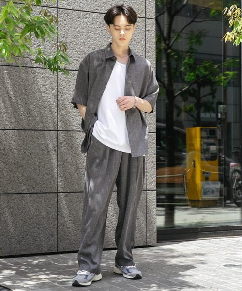 SENSE OF PLACE by URBAN RESEARCH(センスオブプレイスバイアーバンリサーチ)の「メランジタックワイドパンツ(その他パンツ・メンズ・ライトベージュ/チャコールグレー/ミント・MEDIUM/LARGE)」の10枚目の写真