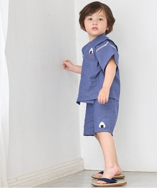 petit main(プティマイン)の「boysアソート甚平(浴衣・キッズ・カラフル/ネイビー/ダークブルー/ブルー・110cm/120cm/90cm/100cm/130cm/80cm)」の5枚目の写真