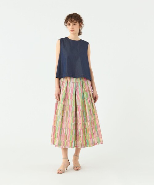 TOMOROWLAND ヴァーミリオンプリント タックスイングスカート