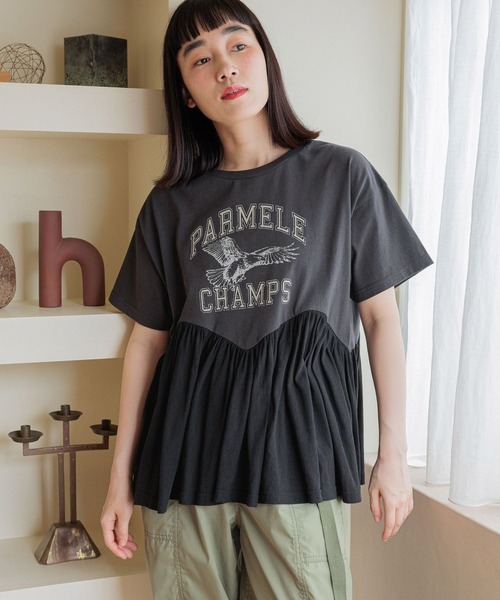 niko and...(ニコアンド)の「フレアヘムプリントTシャツ(Tシャツ/カットソー・レディース・チャコール/レッド/オフホワイト/ブルー・LARGE/MEDIUM)」の10枚目の写真