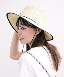 polcadot | コード ロングブリム ストローカンカン帽(ハット)