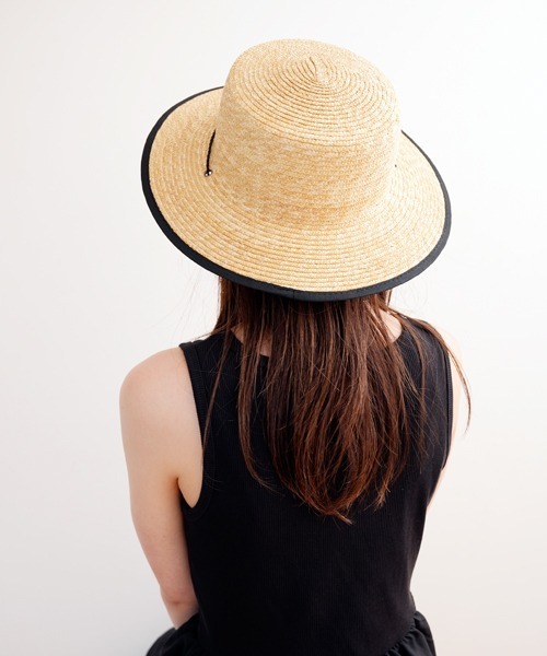 polcadot（ポルカドット）の「コード ロングブリム ストローカンカン帽（ハット・レディース・ベージュ/アイボリー/ブラック・FREE）」の10枚目の写真