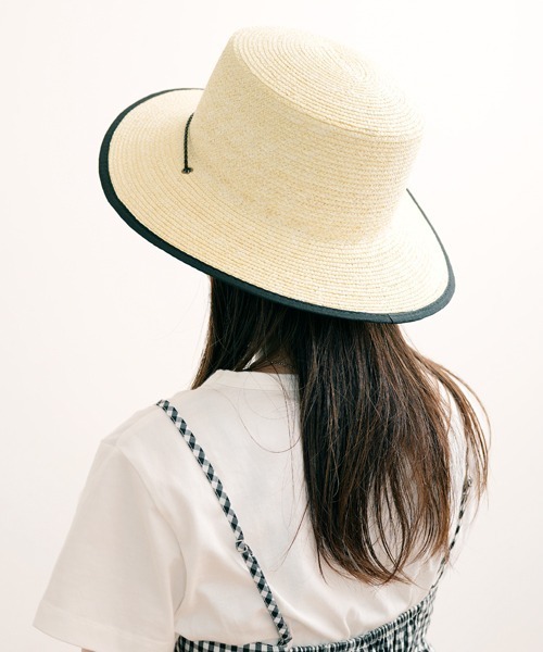 polcadot（ポルカドット）の「コード ロングブリム ストローカンカン帽（ハット・レディース・ベージュ/アイボリー/ブラック・FREE）」の13枚目の写真
