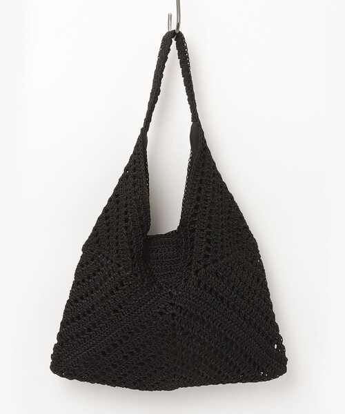 fredy emue(フレディエミュ)の「コード編みトライアングルトートバッグ(かごバッグ・レディース・ベージュ/ブラック・FREE)」の10枚目の写真