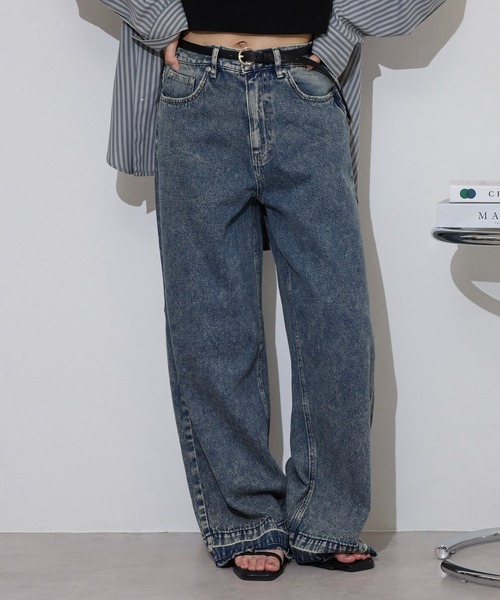 hunch（ハンチ）の「hunch １０オンス　バギーパンツ（デニムパンツ・レディース・ライトブルー/ブルー/ライトインディゴブルー・FREE）」の3枚目の写真