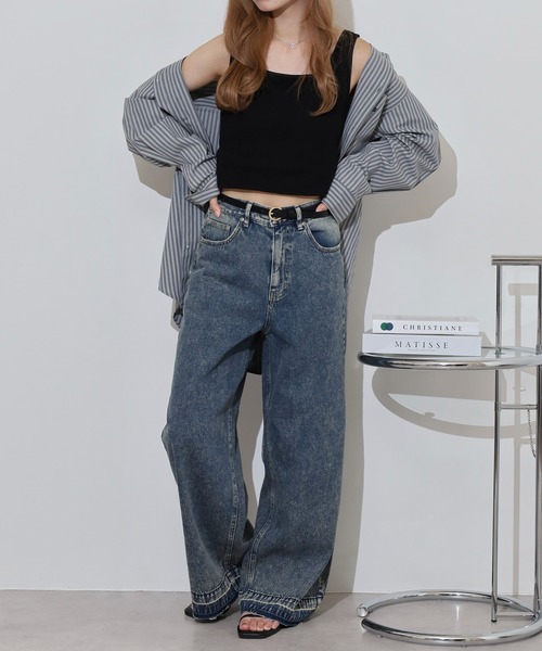 hunch（ハンチ）の「hunch １０オンス　バギーパンツ（デニムパンツ・レディース・ライトブルー/ブルー/ライトインディゴブルー・FREE）」の12枚目の写真